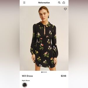NWOT Black Floral Reformation Dress Sz 6